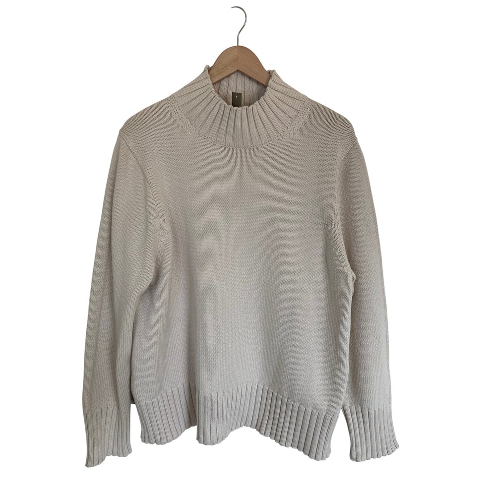 J.Crew Womens XXL Mock Neck Cotton Shaker Stitch Sweater Cream BV362 PBO NEW
